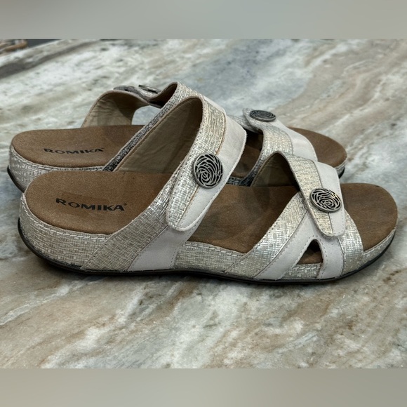 Women’s ROMIKA Fidschi 22 Off White Combi Leather slide sandals- Size 41 - Picture 6 of 7